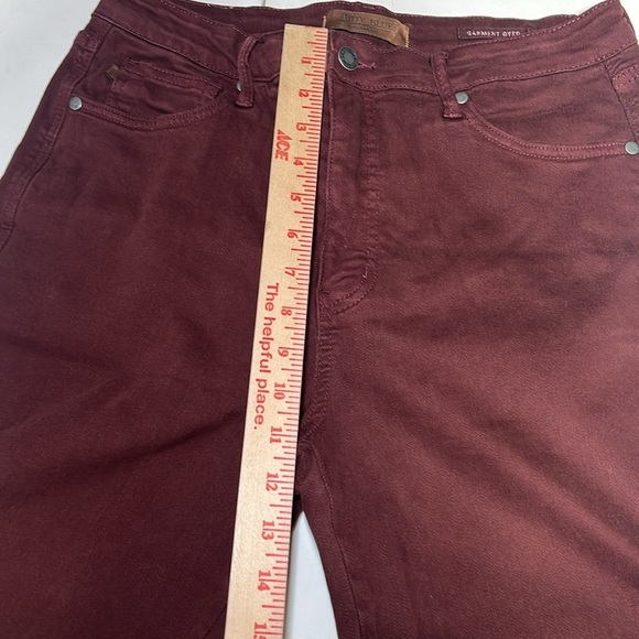 Judy Blue Sign Me Up Tummy Control Wide Leg Cropped Jeans Garment Dyed Maroon - Picture 8 of 13